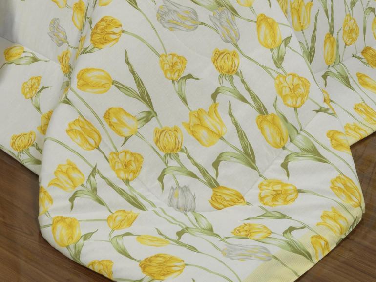 Enxoval Casal com Edredom 5 peas 150 fios - Tulipa Amarelo - Dui Design