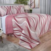 Kit: 1 Cobre-leito Solteiro Bouti de Microfibra Ultrasonic Estampada + 1 Porta-travesseiro - Twister Rosa Barroque - Dui Design
