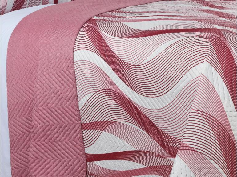 Kit: 1 Cobre-leito Solteiro Bouti de Microfibra Ultrasonic Estampada + 1 Porta-travesseiro - Twister Rosa Barroque - Dui Design