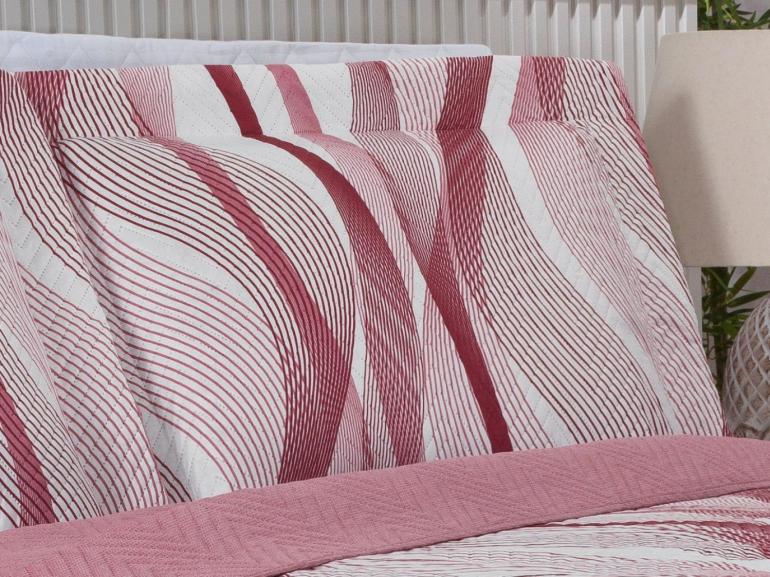 Kit: 1 Cobre-leito Solteiro Bouti de Microfibra Ultrasonic Estampada + 1 Porta-travesseiro - Twister Rosa Barroque - Dui Design