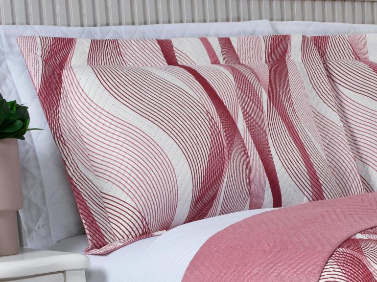 Kit: 1 Cobre-leito Solteiro Bouti de Microfibra Ultrasonic Estampada + 1 Porta-travesseiro - Twister Rosa Barroque - Dui Design