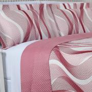 Kit: 1 Cobre-leito Solteiro Bouti de Microfibra Ultrasonic Estampada + 1 Porta-travesseiro - Twister Rosa Barroque - Dui Design