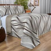 Kit: 1 Cobre-leito Queen Bouti de Microfibra Ultrasonic Estampada + 2 Porta-travesseiros - Twister Taupe - Dui Design