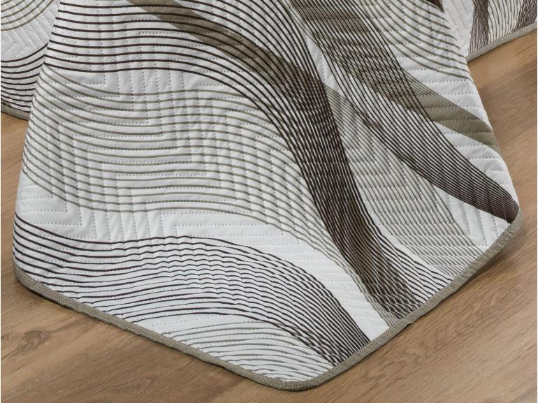 Kit: 1 Cobre-leito Queen Bouti de Microfibra Ultrasonic Estampada + 2 Porta-travesseiros - Twister Taupe - Dui Design