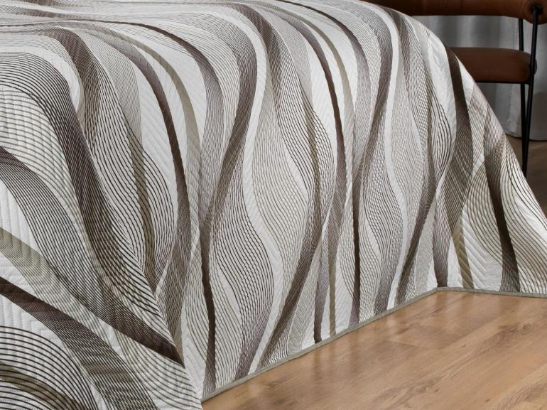 Kit: 1 Cobre-leito Queen Bouti de Microfibra Ultrasonic Estampada + 2 Porta-travesseiros - Twister Taupe - Dui Design