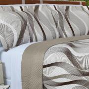 Kit: 1 Cobre-leito Queen Bouti de Microfibra Ultrasonic Estampada + 2 Porta-travesseiros - Twister Taupe - Dui Design