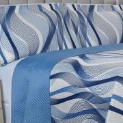 Kit: 1 Cobre-leito Casal Bouti de Microfibra Ultrasonic Estampada + 2 Porta-travesseiros - Twister Azul - Dui Design