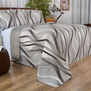 Kit: 1 Cobre-leito Solteiro Bouti de Microfibra Ultrasonic Estampada + 1 Porta-travesseiro - Twister Taupe - Dui Design