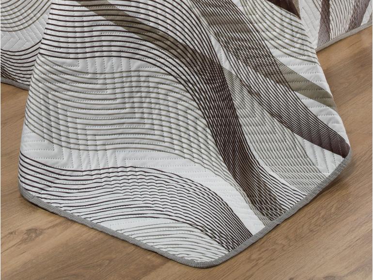 Kit: 1 Cobre-leito Solteiro Bouti de Microfibra Ultrasonic Estampada + 1 Porta-travesseiro - Twister Taupe - Dui Design