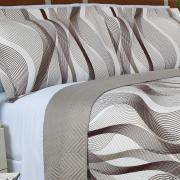 Kit: 1 Cobre-leito Solteiro Bouti de Microfibra Ultrasonic Estampada + 1 Porta-travesseiro - Twister Taupe - Dui Design