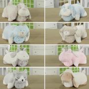 Kit: 1 Cobertor Baby Pele de Carneiro Sherpa + 1 Almofada Baby Kids de Bichinhos - Animais Sherpa - Dui Design