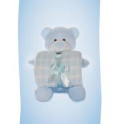 Manta Microfibra Infantil 70x100cm com Bichinho de Pelcia Antialrgico - Ursinho - Kacyumara