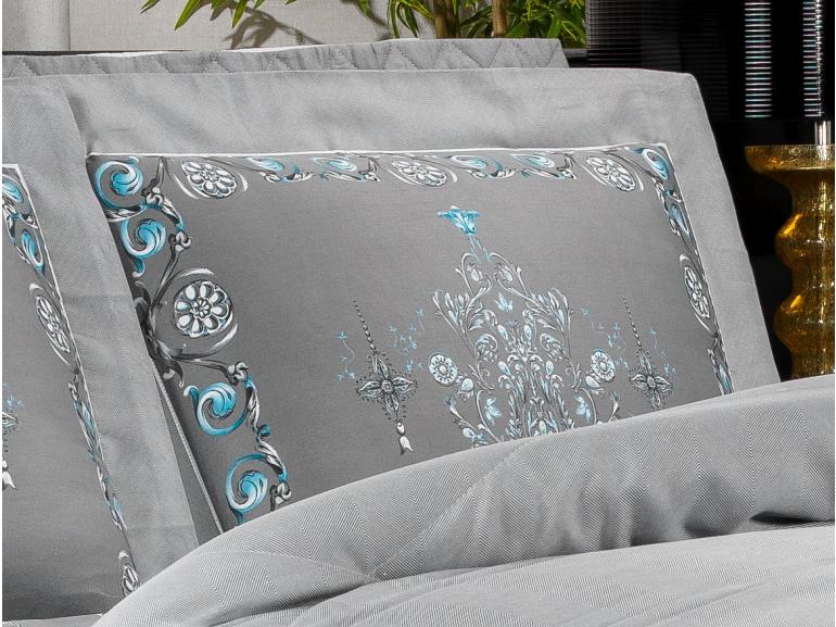 Jogo de Cama King Cetim 300 fios - Valncia Cinza - Dui Design