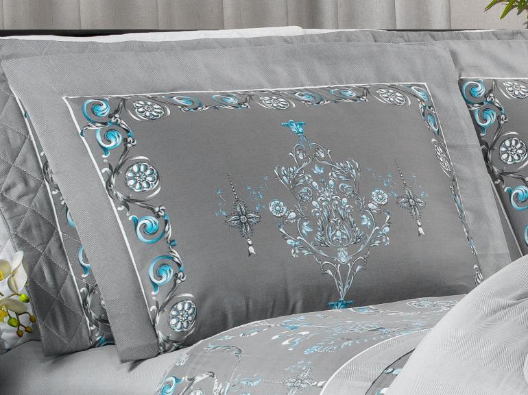 Jogo de Cama King Cetim 300 fios - Valncia Cinza - Dui Design