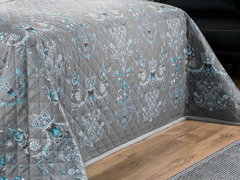 Enxoval Solteiro com Cobre-leito 5 peas Cetim 300 fios - Valncia Cinza - Dui Design