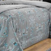 Enxoval Casal com Edredom 5 peas Cetim 300 fios - Valncia Cinza - Dui Design