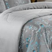 Enxoval Casal com Edredom 5 peas Cetim 300 fios - Valncia Cinza - Dui Design