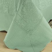 Kit: 1 Cobre-leito Solteiro Bouti Bordada de Microfibra + 1 Porta-travesseiro - Vanita Verde - Dui Design