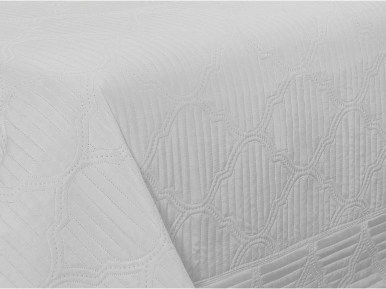 Kit: 1 Cobre-leito Casal Bouti de Microfibra Ultrasonic + 2 Porta-travesseiros - Venetia Branco - Dui Design