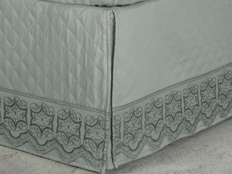 Saia para cama Box Matelassada com Bordado Inglês King - Venetian Cinza - Dui Design