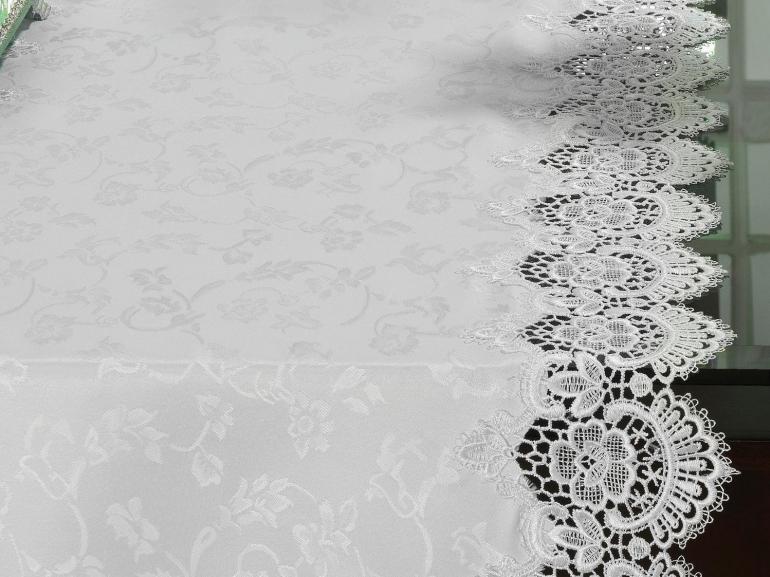 Trilho de Mesa com Bordado Guipir Fcil de Limpar 45x170cm Avulso - Veneza Branco - Dui Design