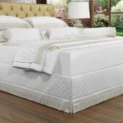 Saia para cama Box Matelassada com Bordado Ingls Queen - Venice Branco e Camura - Dui Design