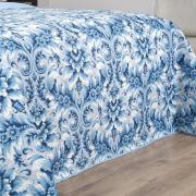 Kit: 1 Cobre-leito Queen Bouti de Microfibra Ultrasonic Estampada + 2 Porta-travesseiros - Versalhes Azul - Dui Design