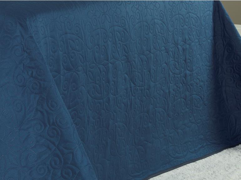Kit: 1 Cobre-leito Solteiro Bouti de Microfibra Ultrasonic + 1 Porta-travesseiro - Vicenzo Azul - Dui Design