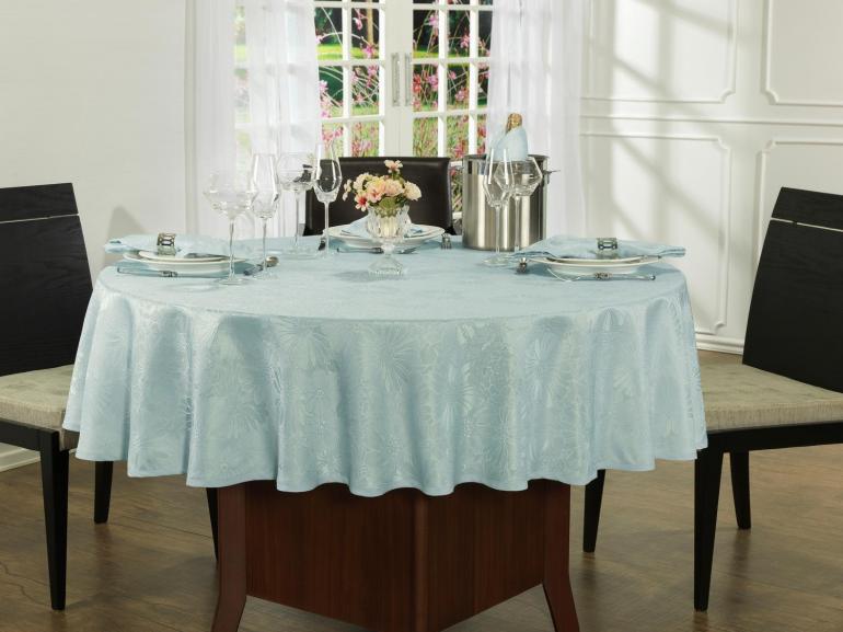 Toalha de Mesa Fácil de Limpar Redonda 180cm - Viena Azul Claro - Dui Design