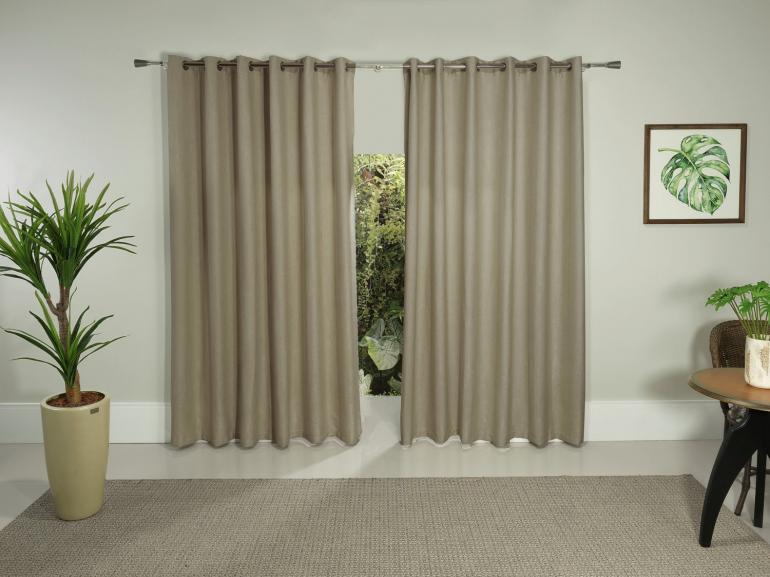 Cortina Blackout com Linho - 1,70m de Altura - Para Varão entre 1,80m e 2,00m de Largura - Viena Bege - Dui Design