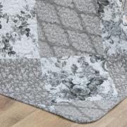 Kit: 1 Cobre-leito Casal Bouti de Microfibra Ultrasonic Estampada + 2 Porta-travesseiros - Violet Preto e Branco - Dui Design