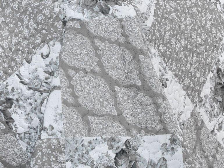 Kit: 1 Cobre-leito Casal Bouti de Microfibra Ultrasonic Estampada + 2 Porta-travesseiros - Violet Preto e Branco - Dui Design