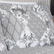 Kit: 1 Cobre-leito Casal Bouti de Microfibra Ultrasonic Estampada + 2 Porta-travesseiros - Violet Preto e Branco - Dui Design