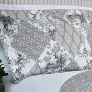 Kit: 1 Cobre-leito Casal Bouti de Microfibra Ultrasonic Estampada + 2 Porta-travesseiros - Violet Preto e Branco - Dui Design