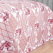 Kit: 1 Cobre-leito Casal Bouti de Microfibra Ultrasonic Estampada + 2 Porta-travesseiros - Violet Rosa Velho - Dui Design