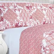 Kit: 1 Cobre-leito Casal Bouti de Microfibra Ultrasonic Estampada + 2 Porta-travesseiros - Violet Rosa Velho - Dui Design