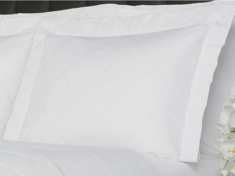 Kit: 1 Cobre-leito Casal + 2 Porta-travesseiros Percal 200 fios - Vita Branco - Dui Design