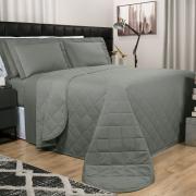 Kit: 1 Cobre-leito Queen + 2 Porta-travesseiros Percal 200 fios - Vita Cinza - Dui Design