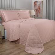 Kit: 1 Cobre-leito King + 2 Porta-travesseiros Percal 200 fios - Vita Rosa Claro - Dui Design