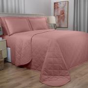 Kit: 1 Cobre-leito Solteiro + 1 Porta-travesseiro Percal 200 fios - Vita Rosa Velho - Dui Design