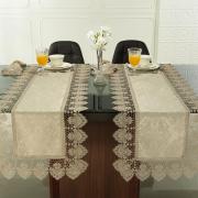 Trilho de Mesa com Bordado Guipir Fcil de Limpar 45x170cm Avulso - Vitoriana Bege - Dui Design