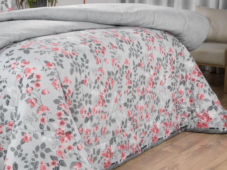 Edredom Queen 150 fios - Viviane Cinza - Dui Design