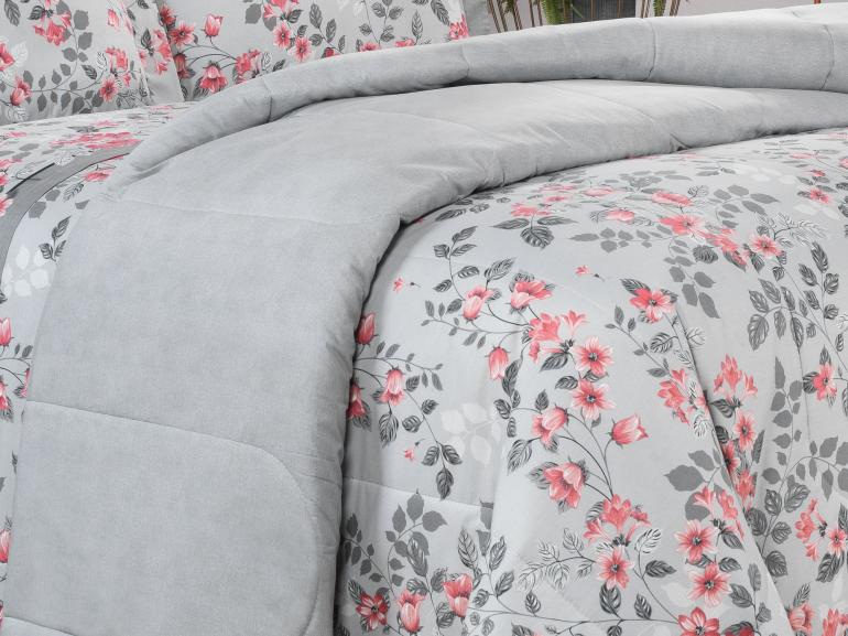 Edredom Queen 150 fios - Viviane Cinza - Dui Design
