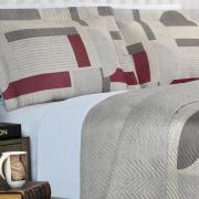 Kit: 1 Cobre-leito King Bouti de Microfibra Ultrasonic Estampada + 2 Porta-travesseiros - Vulcano Stone - Dui Design