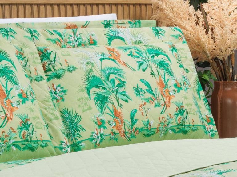 Enxoval Casal com Cobre-leito 7 pe�as 150 fios - Waikiki Menta - Dui Design