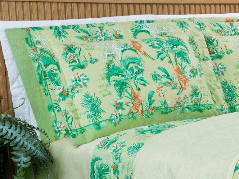 Enxoval Casal com Cobre-leito 7 pe�as 150 fios - Waikiki Menta - Dui Design