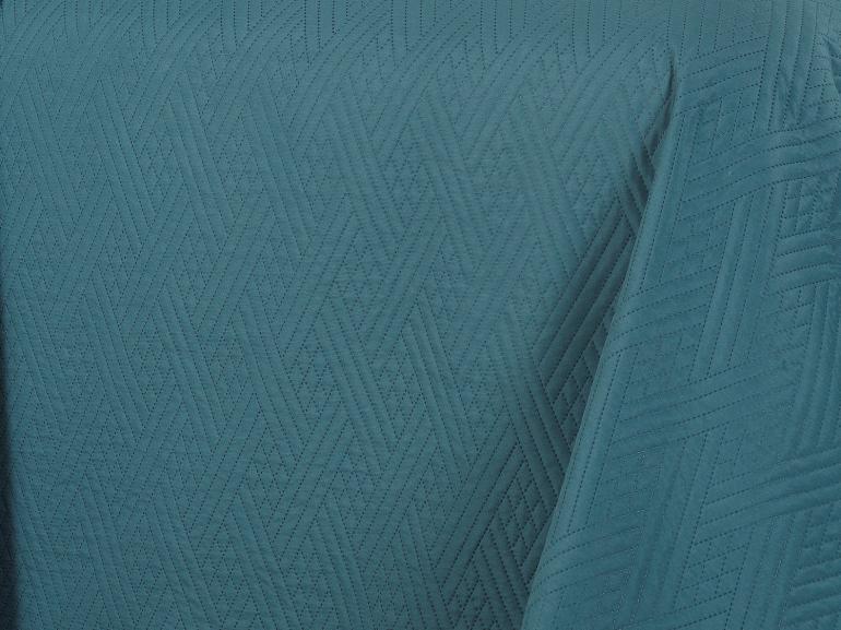 Kit: 1 Cobre-leito Casal Bouti de Microfibra Ultrasonic + 2 Porta-travesseiros - Wallace Azul - Dui Design
