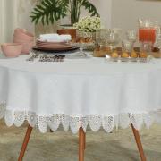 Toalha de Mesa de Linho com Bordado Guipir Redonda 180cm - Windsor Branco - Dui Design