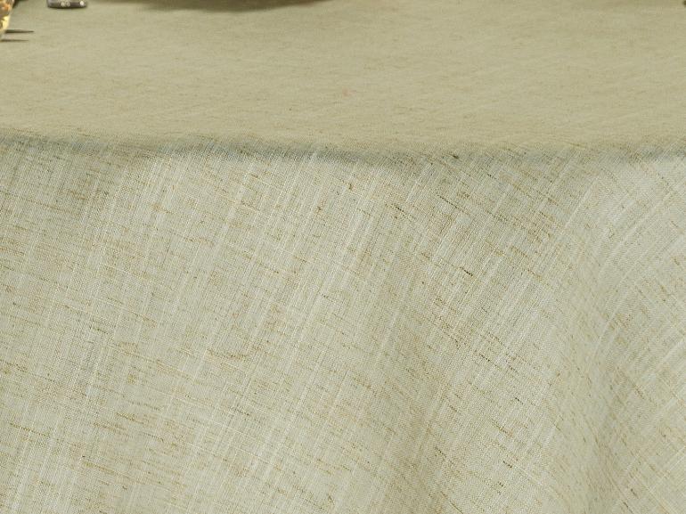 Toalha de Mesa de Linho com Bordado Guipir Redonda 180cm - Windsor Caqui - Dui Design