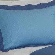 Kit: 1 Cobre-leito Solteiro Bouti de Microfibra Ultrasonic + 1 Porta-travesseiro - Yago Azul Indigo - Dui Design